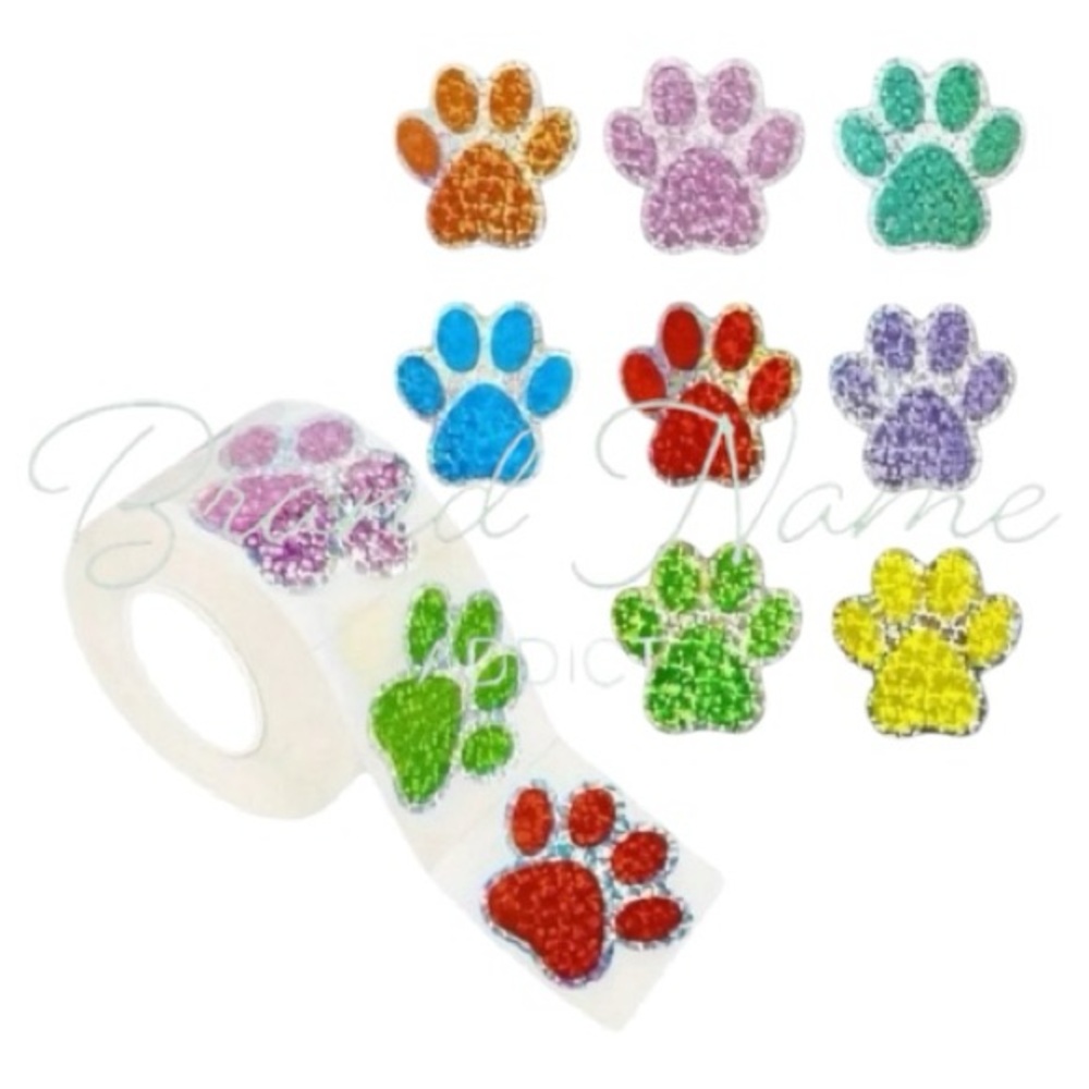 Paw Print Colorful (8 different colors) Glitter Stickers